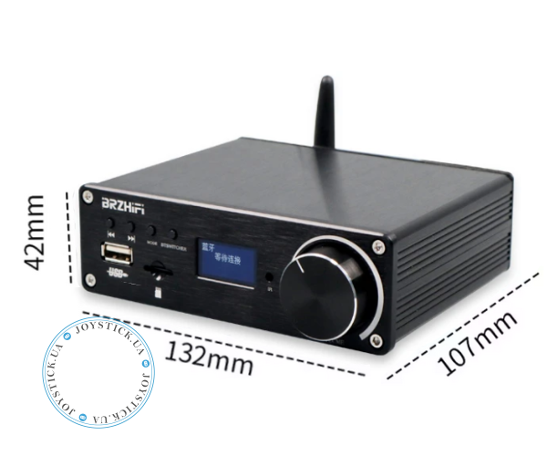 Підсилювач двоканальний BRZHIFI Audio C40 Hi-Fi 130x2 Вт на базі TPA3250 та ЦАП ES9023 - підтримка Bluetooth та пульта керування Колір Чорний